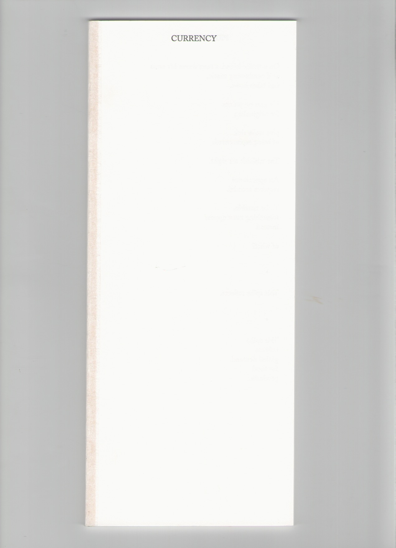 ARMANTROUT, Rae - Currency